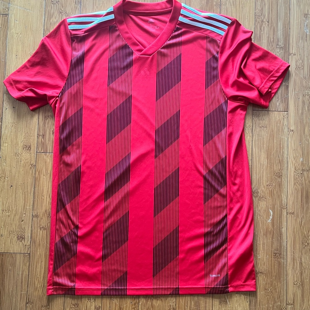 Adidas Red and Black Jersey Shirt
